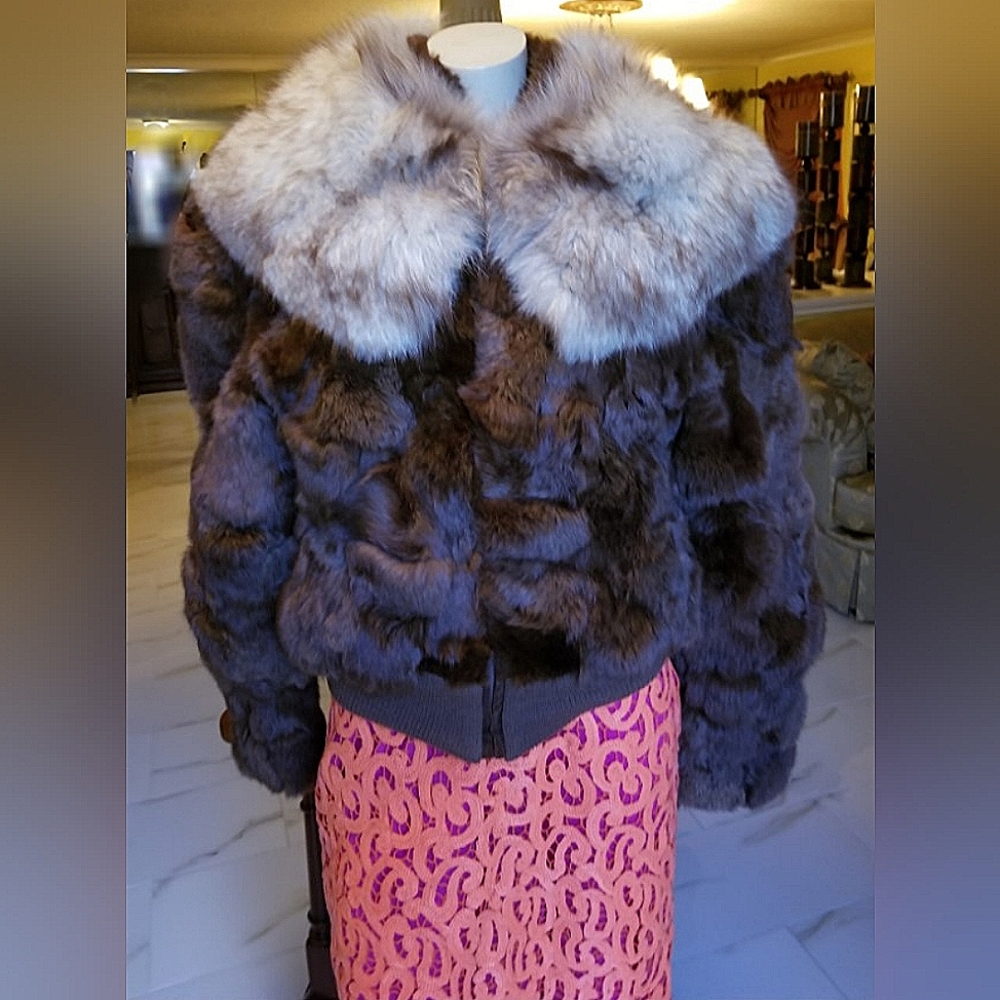 Vintage Rabbit Fur Bomber Jacket